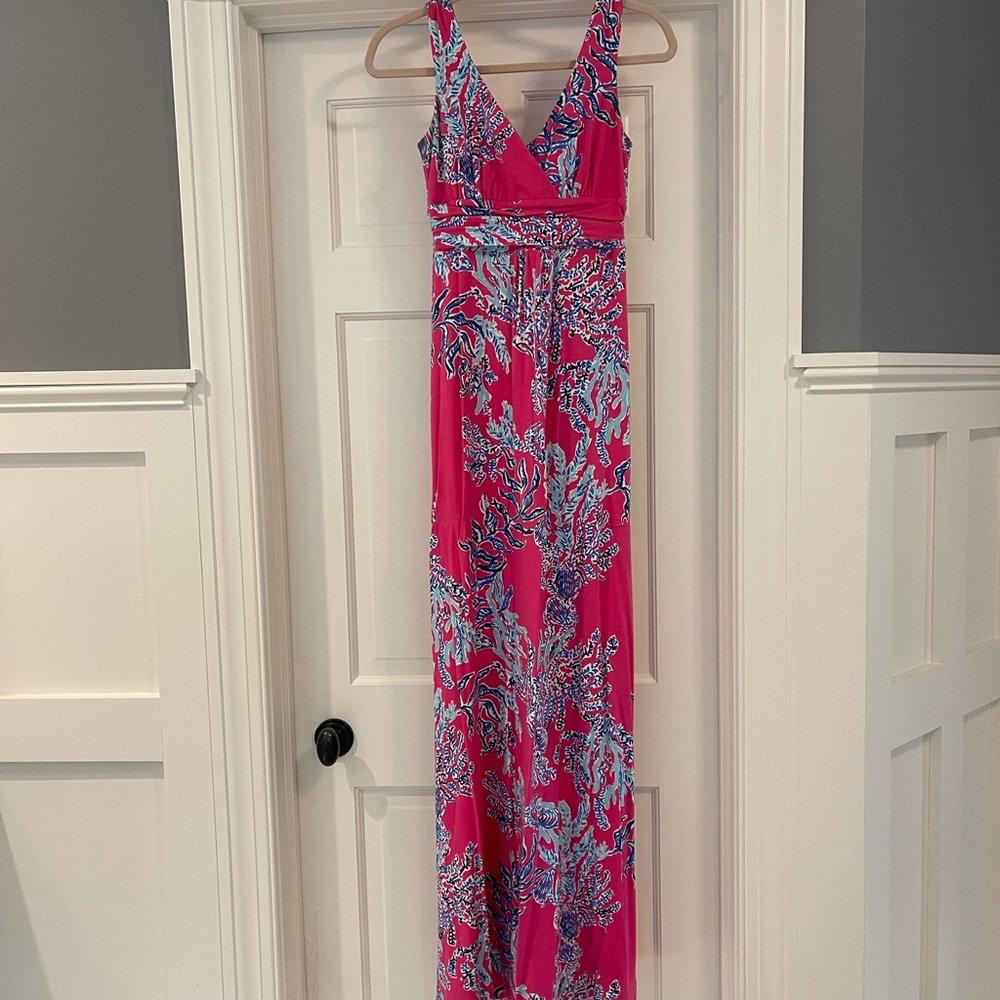 Lily Pulitzer Cotton Maxi Dress - Pink and Blue - size small